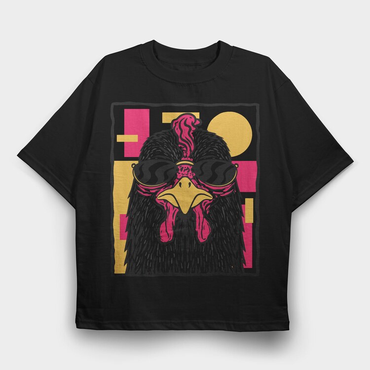 Chicken With Sunglasses Hen Glasses, Tricou Oversize Barbati (Unisex)