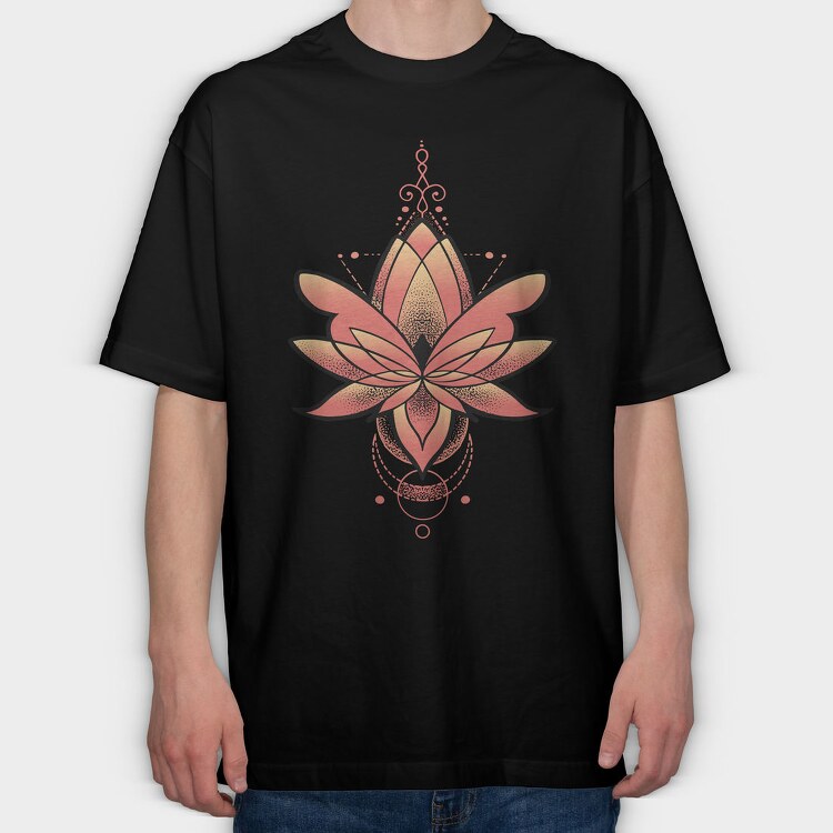 Lotus Flower Fire Gradient, Tricou Oversize Barbati (Unisex)