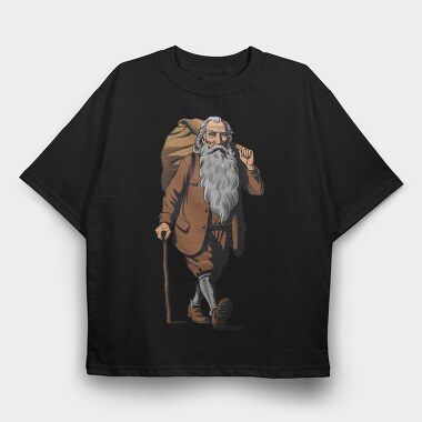 Walking Old Man Tote, Tricou Oversize Barbati (Unisex)