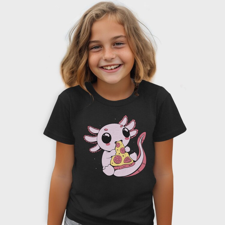 Cute Axolotl Eating Pizza, Tricou Copii