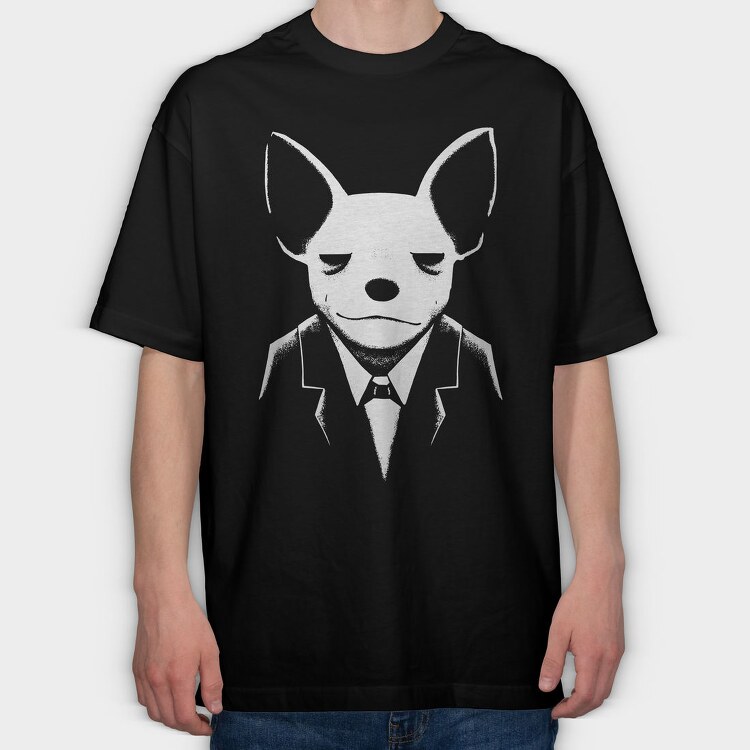 Chihuahua In Suit, Tricou Oversize Barbati (Unisex)