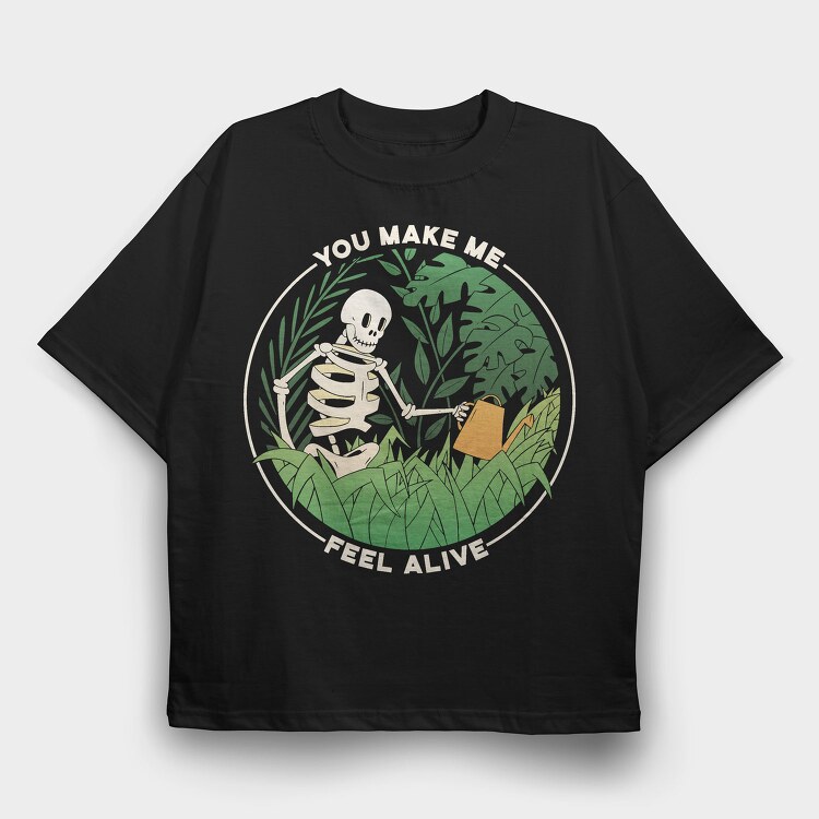 Skeleton Watering Plants Quote, Tricou Oversize Barbati (Unisex)