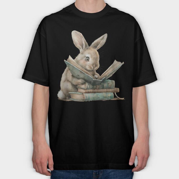 Vintage Rabbit Books, Tricou Oversize Barbati (Unisex)