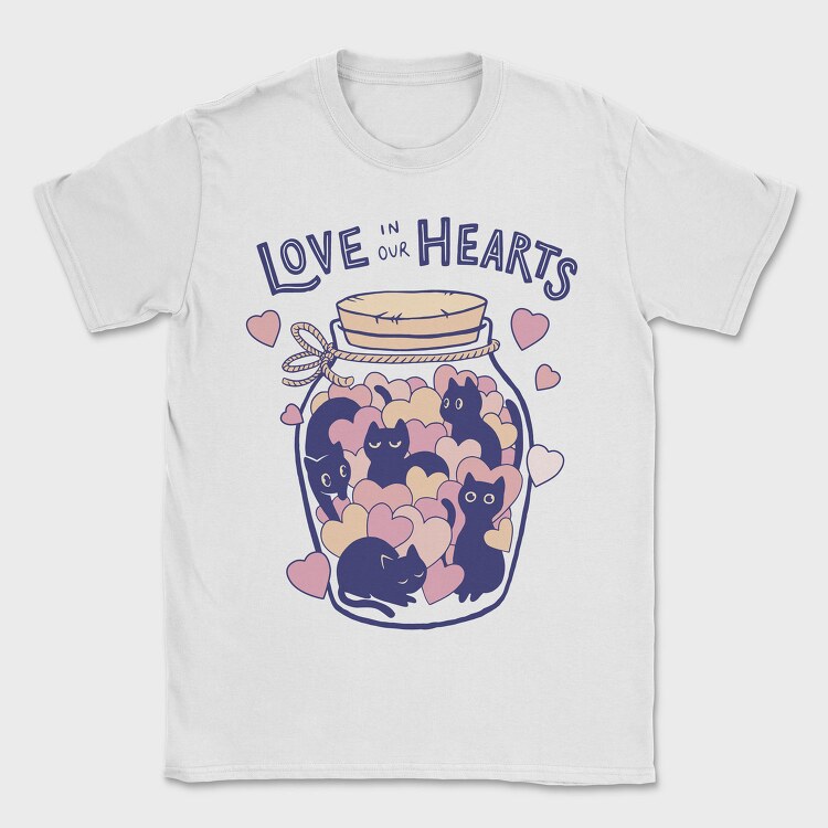 Love in Our Hearts Cats Jar, Tricou Barbati (Unisex)