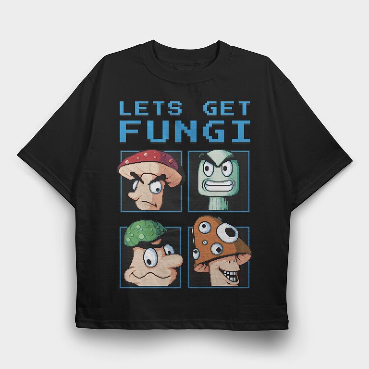Fungi Cartoon Characters Let S Get Pixel, Tricou Oversize Barbati (Unisex)
