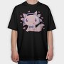 Cute Axolotl Playing Videogames Gaming, Tricou Oversize Barbati (Unisex)