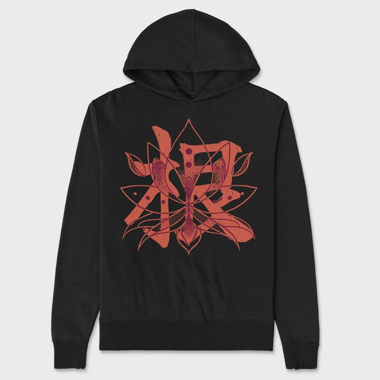 Lotus Flower Red Character Japanese, Hanorac Oversize Barbati (Unisex)