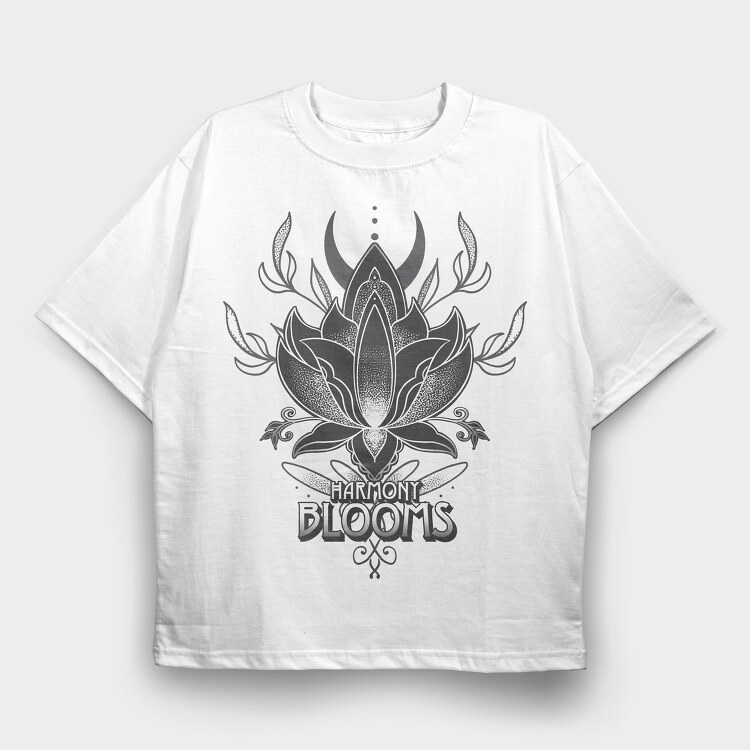 Lotus Flower Harmony Blooms, Tricou Oversize Barbati (Unisex)