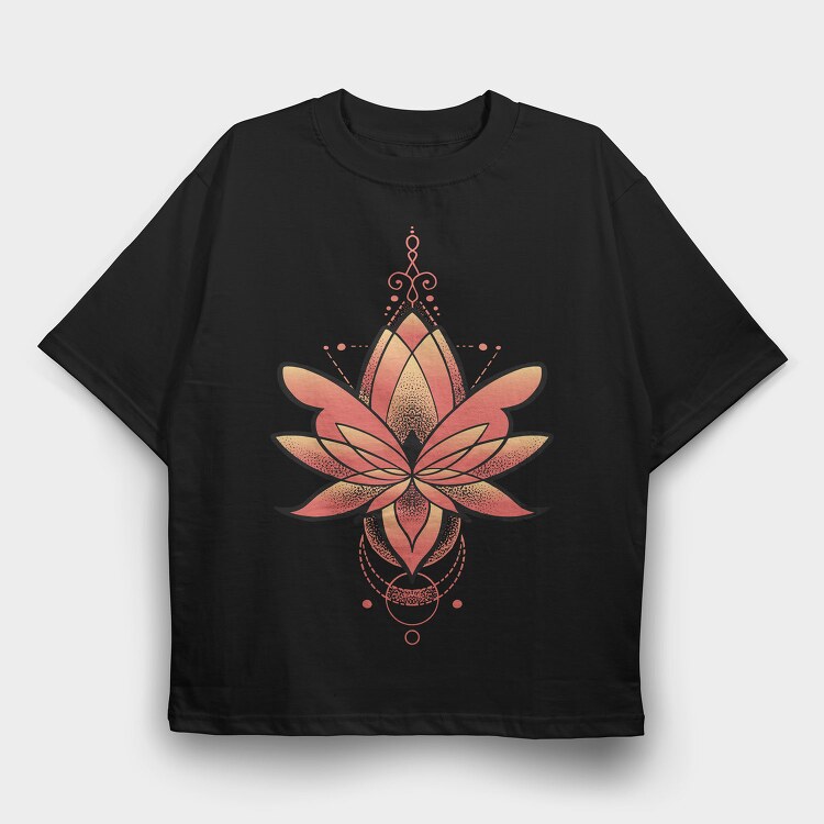 Lotus Flower Fire Gradient, Tricou Oversize Barbati (Unisex)