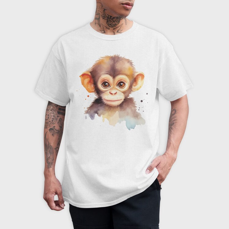 Watercolor Baby Monkey Mug, Tricou Barbati (Unisex)