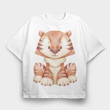 Baby Tiger Watercolor, Tricou Oversize Barbati (Unisex)