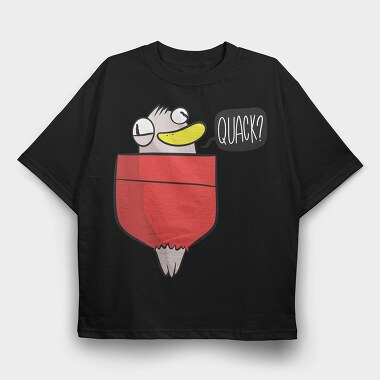Funny Duck In A Pocket, Tricou Oversize Barbati (Unisex)
