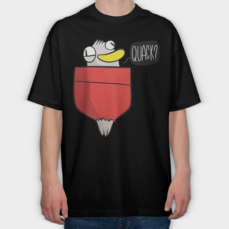 Funny Duck In A Pocket, Tricou Oversize Barbati (Unisex)