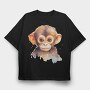 Watercolor Baby Monkey Mug, Tricou Oversize Barbati (Unisex)