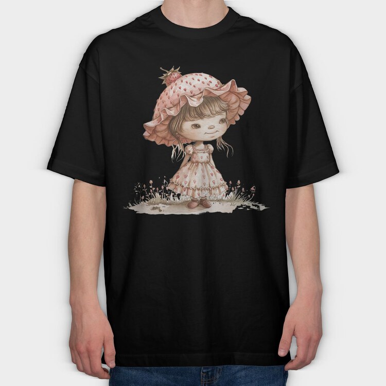 Vintage Strawberry Girl, Tricou Oversize Barbati (Unisex)