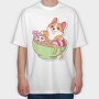 Corgi Noodle Bowl, Tricou Oversize Barbati (Unisex)