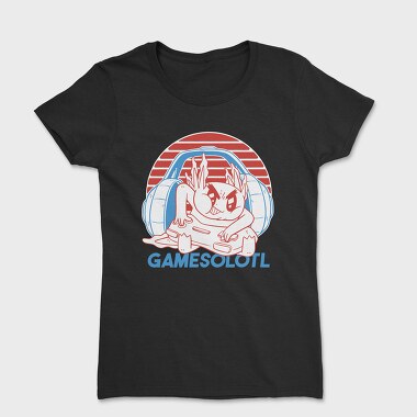 Axolotl With Joystick And Headphones Gamer, Tricou Femei
