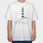 Lighthouse Illustration, Tricou Oversize Barbati (Unisex)