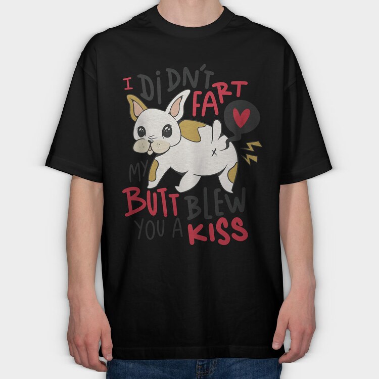 Funny Fart French Bulldog, Tricou Oversize Barbati (Unisex)