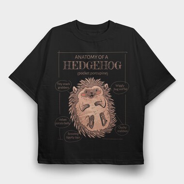 Hedgehog Anatomy Cute, Tricou Oversize Barbati (Unisex)