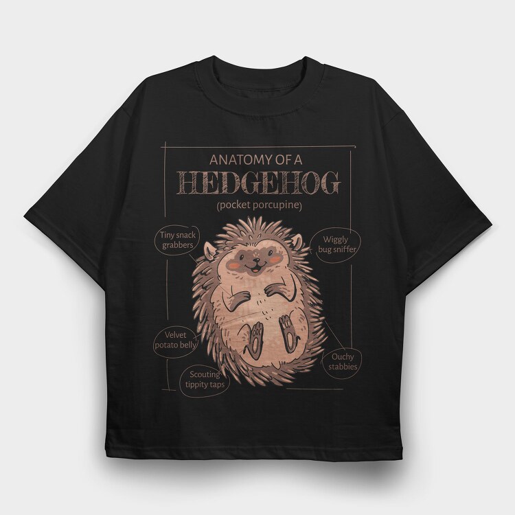 Hedgehog Anatomy Cute, Tricou Oversize Barbati (Unisex)