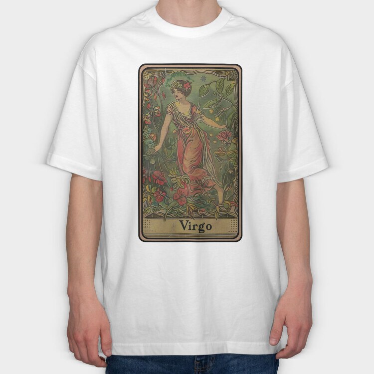 Vintage Tarot Virgo, Tricou Oversize Barbati (Unisex)