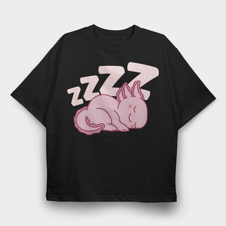 Cute Axolotl Sleeping, Tricou Oversize Barbati (Unisex)