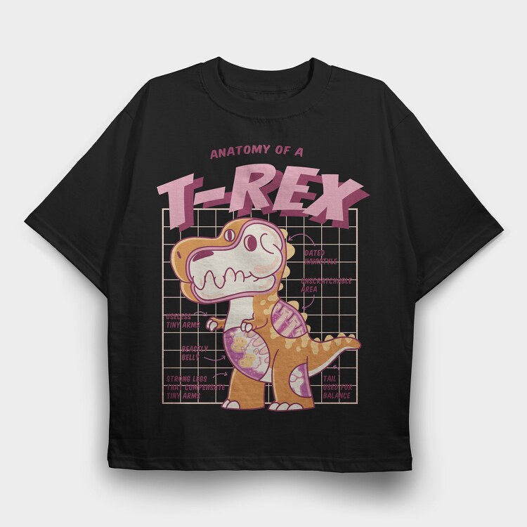 T Rex Anatomy Funny, Tricou Oversize Barbati (Unisex)