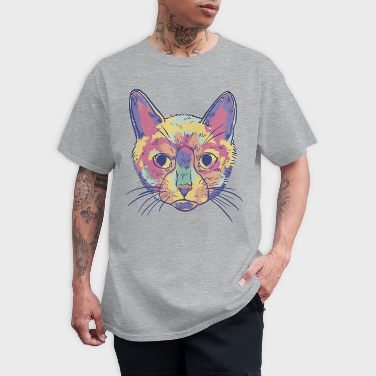 Watercolor Colorful Cat, Tricou Barbati (Unisex)