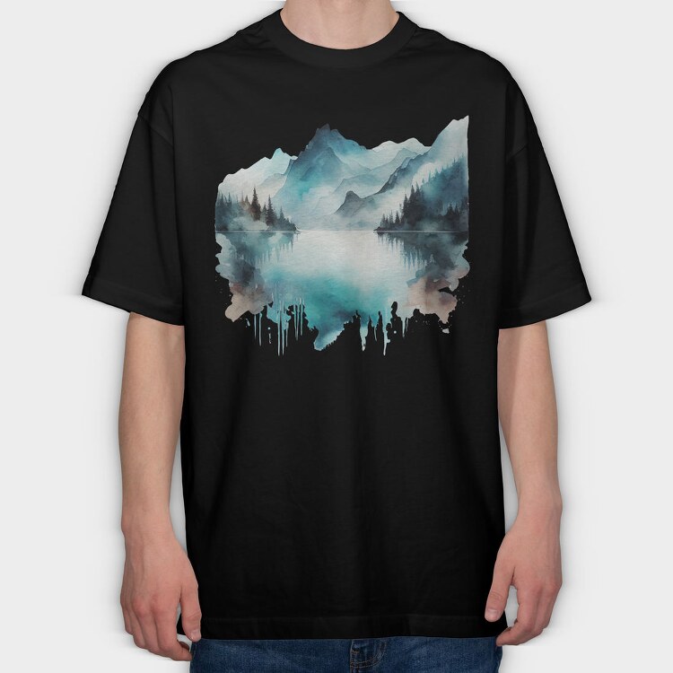 Water Reflection Mountain, Tricou Oversize Barbati (Unisex)