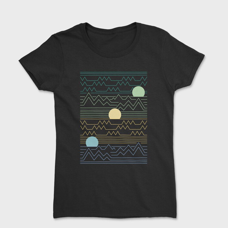 Lineart Sunset Landscape, Tricou Femei