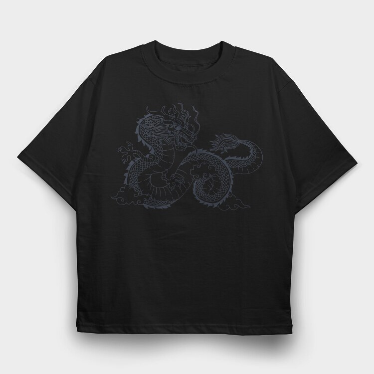 Chinese Dragon Illustration, Tricou Oversize Barbati (Unisex)