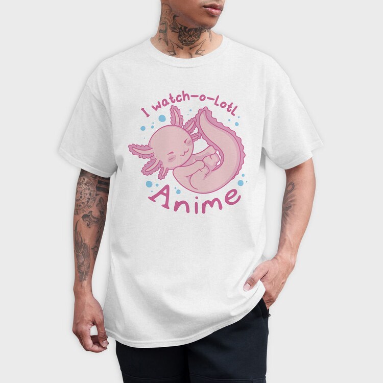Cute Baby Axolotl Anime I Whatch O Lotl, Tricou Barbati (Unisex)