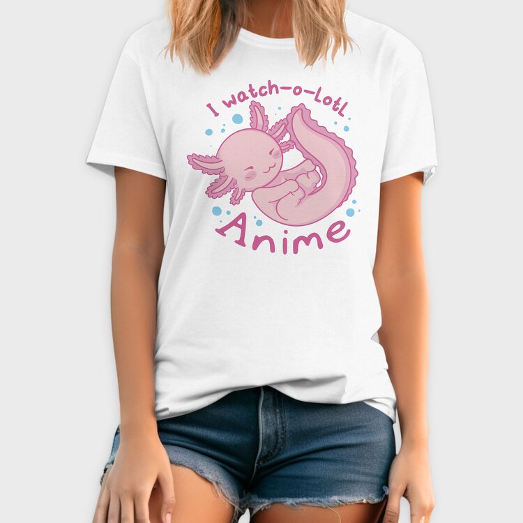 Cute Baby Axolotl Anime I Whatch O Lotl, Tricou Barbati (Unisex)