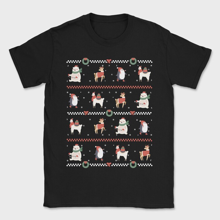 Christmas Characters Sweater Ugly Animals, Tricou Barbati (Unisex)