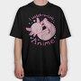 Cute Baby Axolotl Anime I Whatch O Lotl, Tricou Oversize Barbati (Unisex)