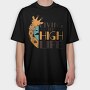 Funny Giraffe Quote High Life, Tricou Oversize Barbati (Unisex)