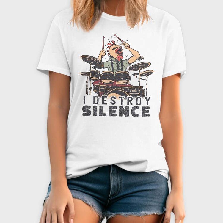 I Destroy Silence Drums Chicken, Tricou Barbati (Unisex)
