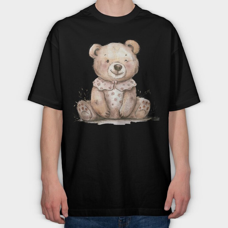Watercolor Bear Pink, Tricou Oversize Barbati (Unisex)