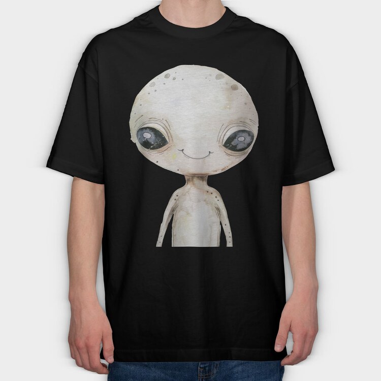 Watercolor Aliens Moon, Tricou Oversize Barbati (Unisex)