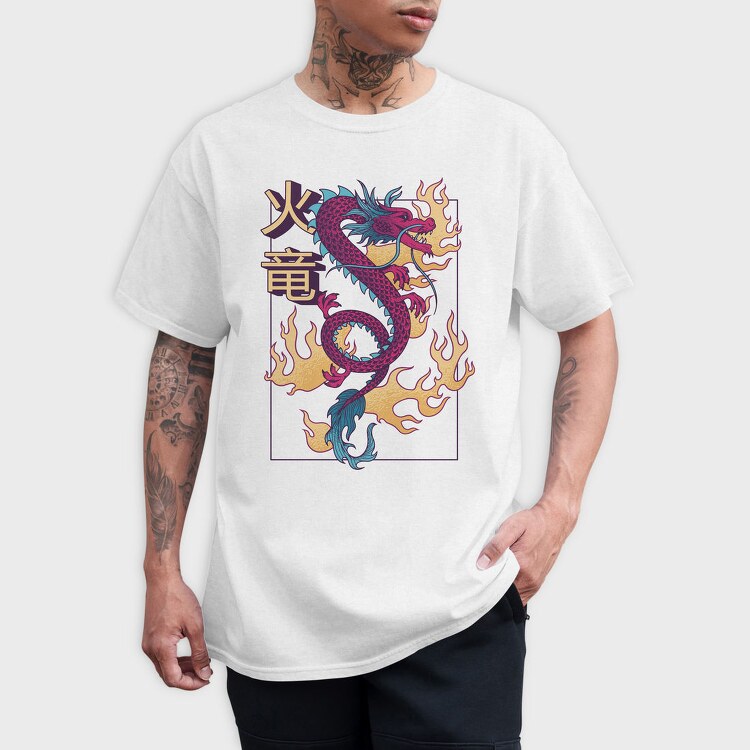 Chinese Dragon With Flames, Tricou Barbati (Unisex)
