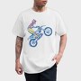 Sketched Motocross Bike Wheeling, Tricou Barbati (Unisex)