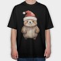 Watercolor Bear Santa, Tricou Oversize Barbati (Unisex)