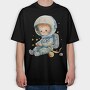 Watercolor Astronaut Kid, Tricou Oversize Barbati (Unisex)
