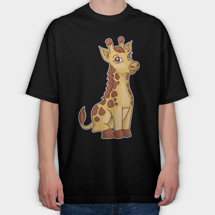 Cute Baby Giraffe, Tricou Oversize Barbati (Unisex)