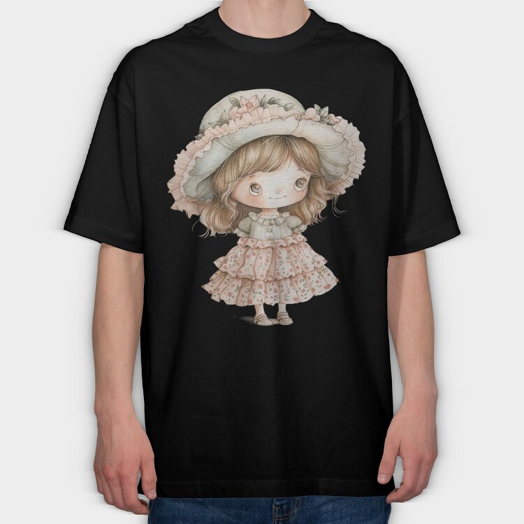 Vintage Village Girl, Tricou Oversize Barbati (Unisex)