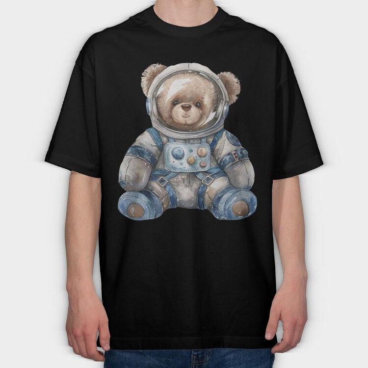 Watercolor Bear Astronaut, Tricou Oversize Barbati (Unisex)