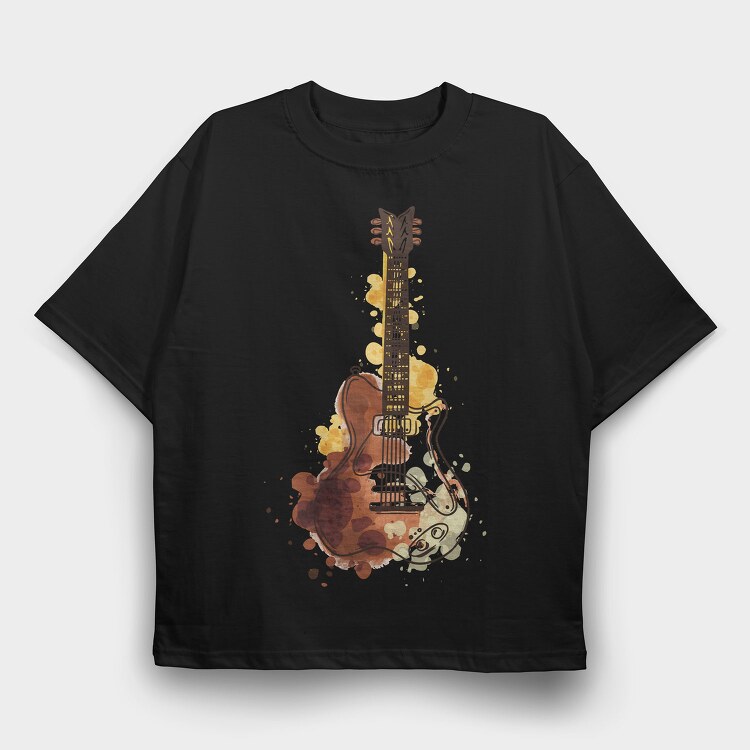 Watercolor Guitar, Tricou Oversize Barbati (Unisex)