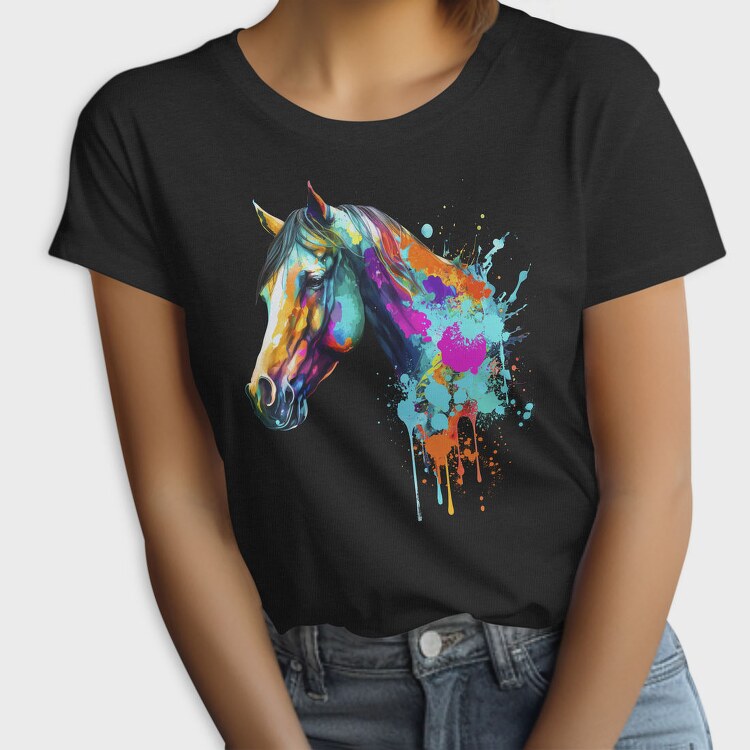 Watercolor Horse Head Drip, Tricou Femei