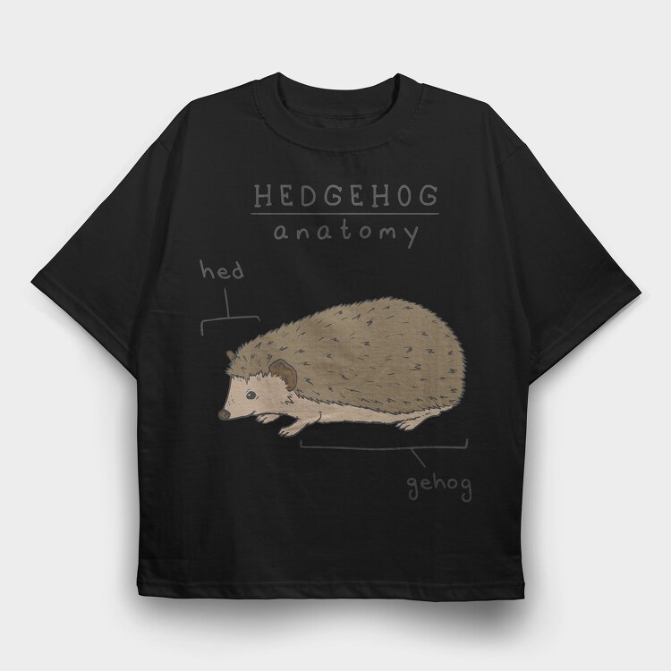 Funny Hedgehog Anatomy Meme, Tricou Oversize Barbati (Unisex)